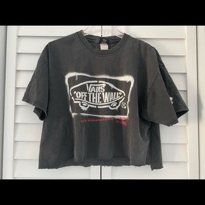 Vans VINTAGE Cropped Black Skate Women’s Tee Sz S